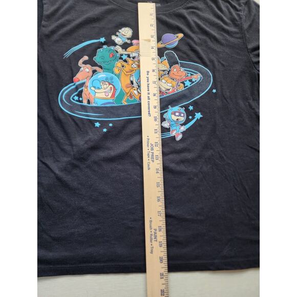 T-SHIRT-CLASSIC NICKELODEON CHARACTERS IN SPACESHIP-Black-Child XLarge/Adult Sml - Picture 9 of 10